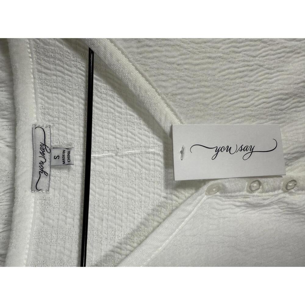 NWT Revolve You Say Henley Ruffle Shortie Set White Small - Picture 7 of 7